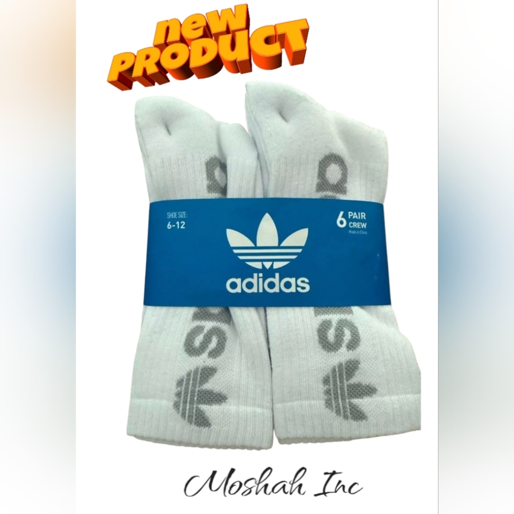 Adidas Men's Athletic Socks Cushioned Crew 6 Pair Athletic Sports